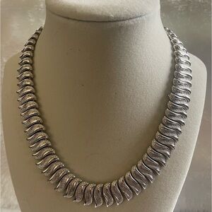 Coro Silver Crescent Link Necklace